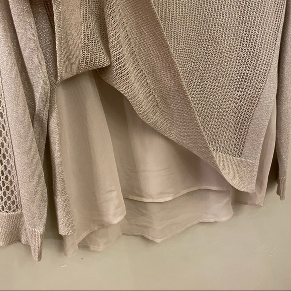 LUCKY BRAND Metallic Mixed Media Overlay Sweater - Picture 5 of 10